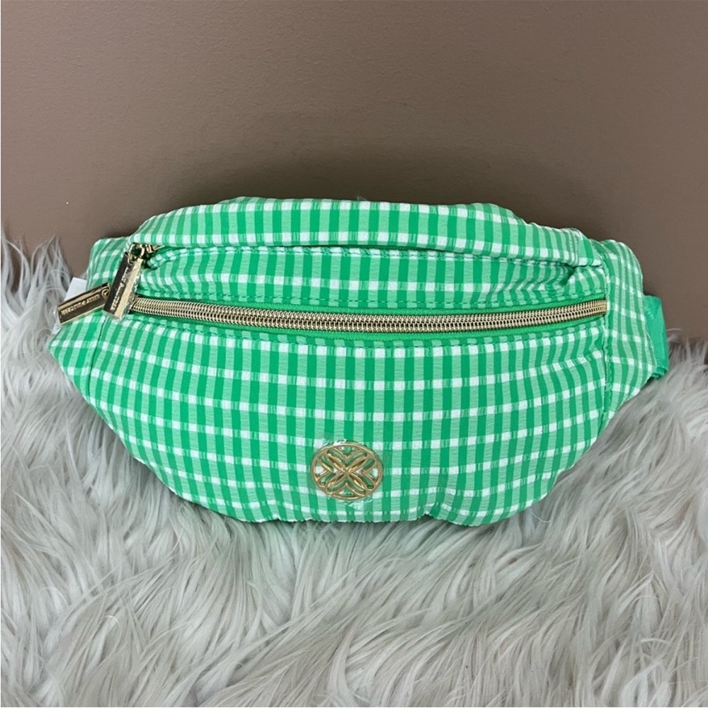{Lilly Pulitzer} Glenna Belt Bag in Fauna Green Performance Gingham - NWT